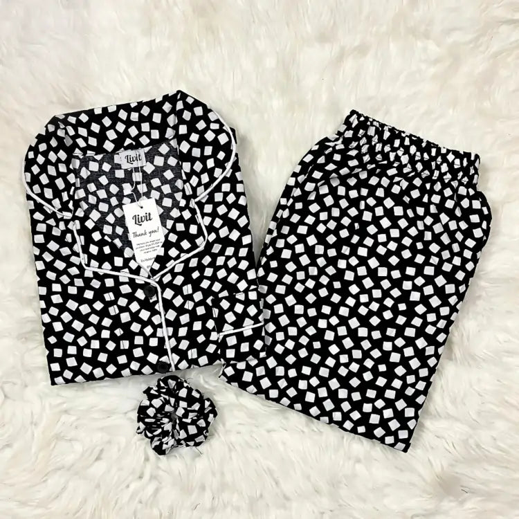 BLACK PRINTED PJ SET