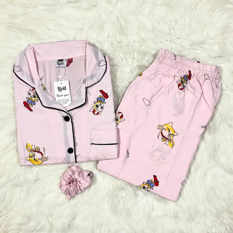 MINOR FAULT LIGHT PINK PRINTED PJ SET
