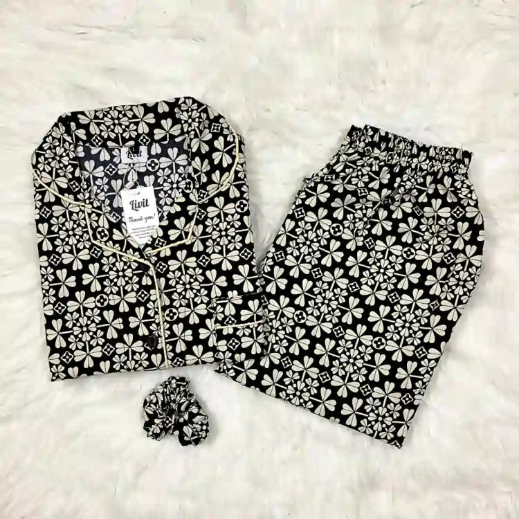BLACK PRINTED PJ SET
