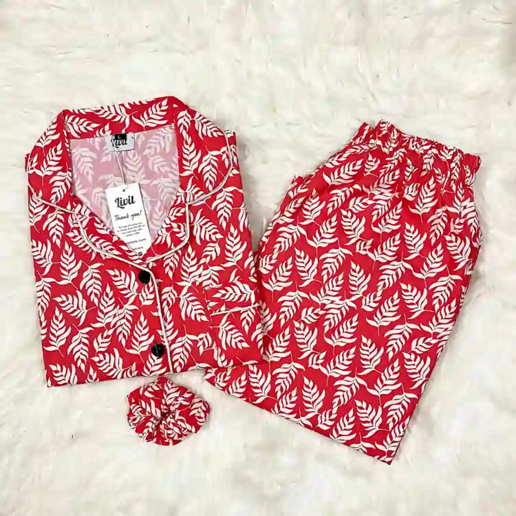 RED PRINTED PJ SET