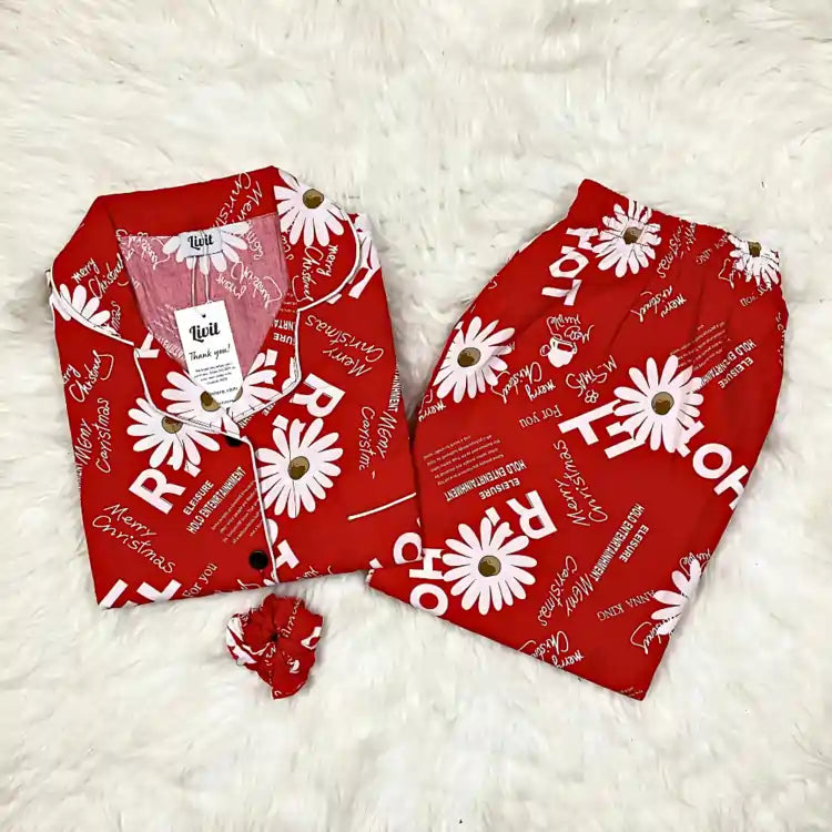RED PRINTED PJ SET
