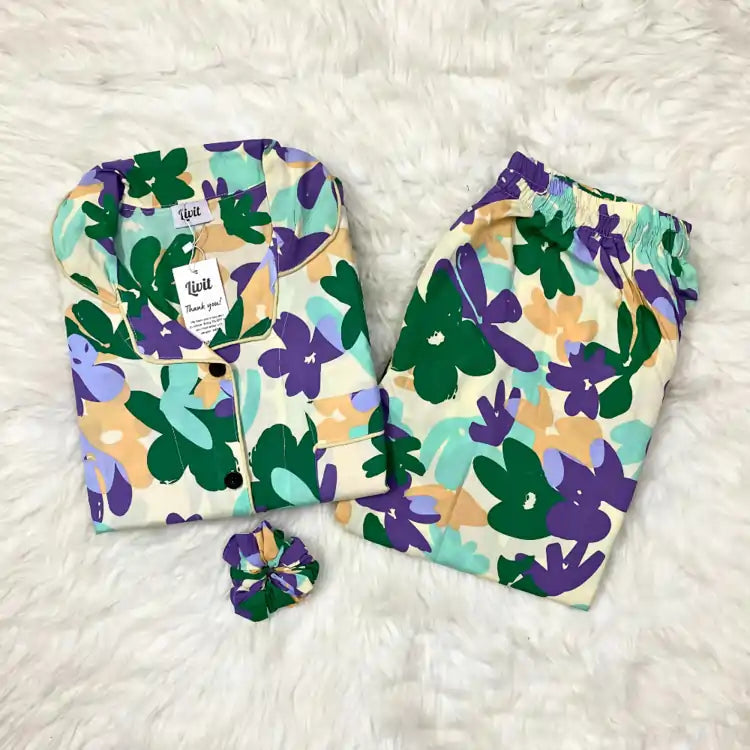 MINOR FAULT OFF WHITE PRINTED PJ SET