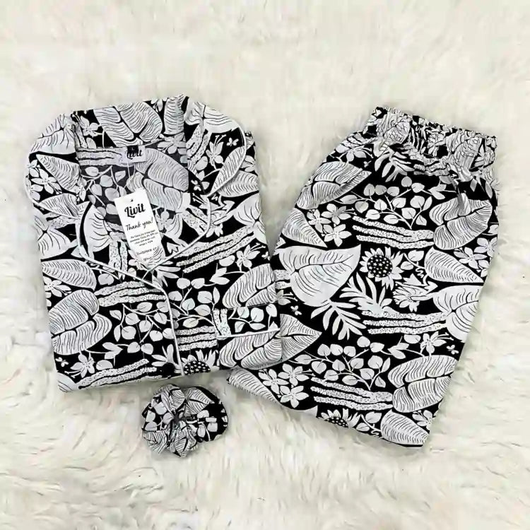 WHITE PRINTED PJ SET