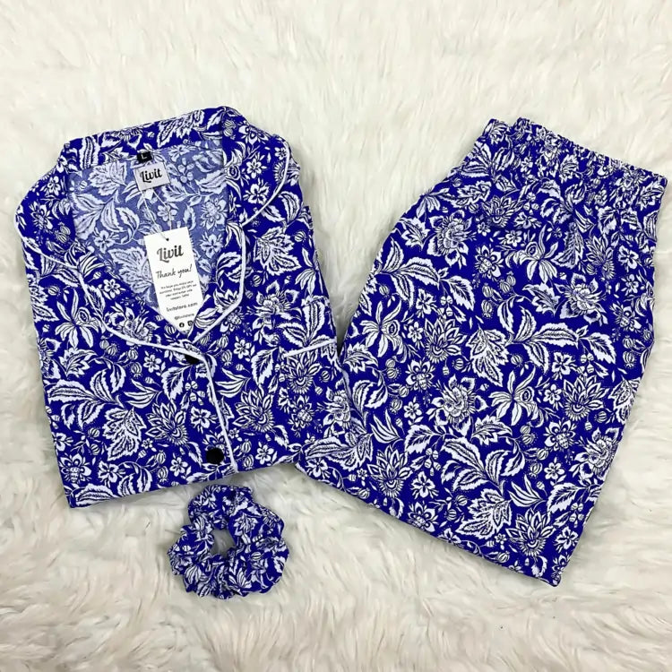 BLUE PRINTED PJ SET