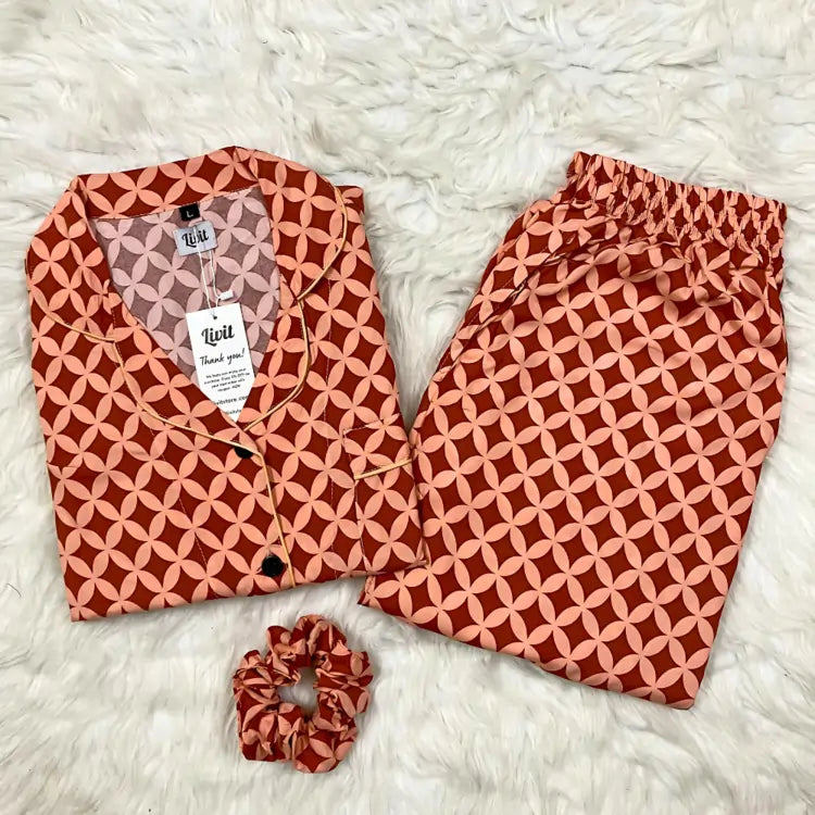 RED PRINTED PJ SET
