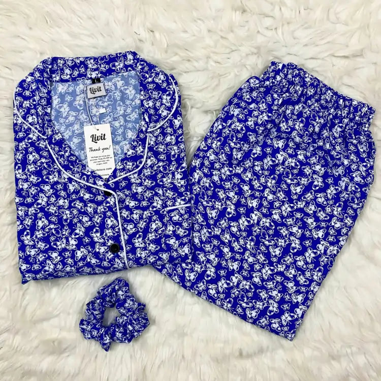 BLUE PRINTED PJ SET