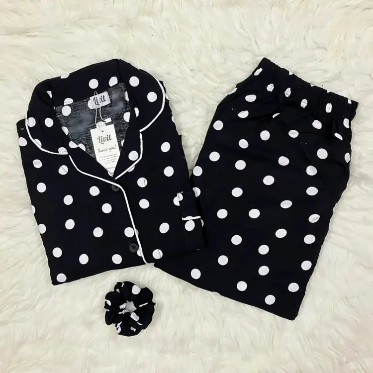 BLACK PRINTED PJ SET