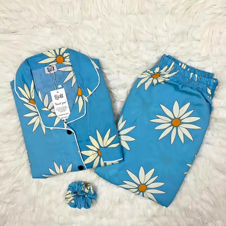BLUE PRINTED PJ SET