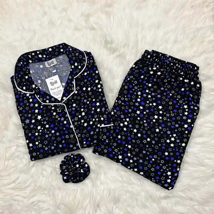 BLACK PRINTED PJ SET