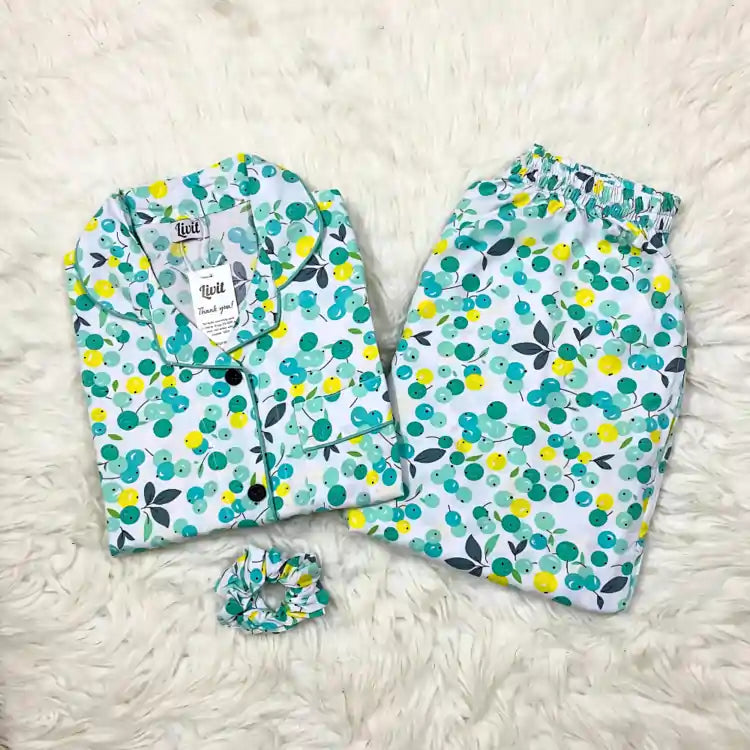 WHITE PRINTED PJ SET