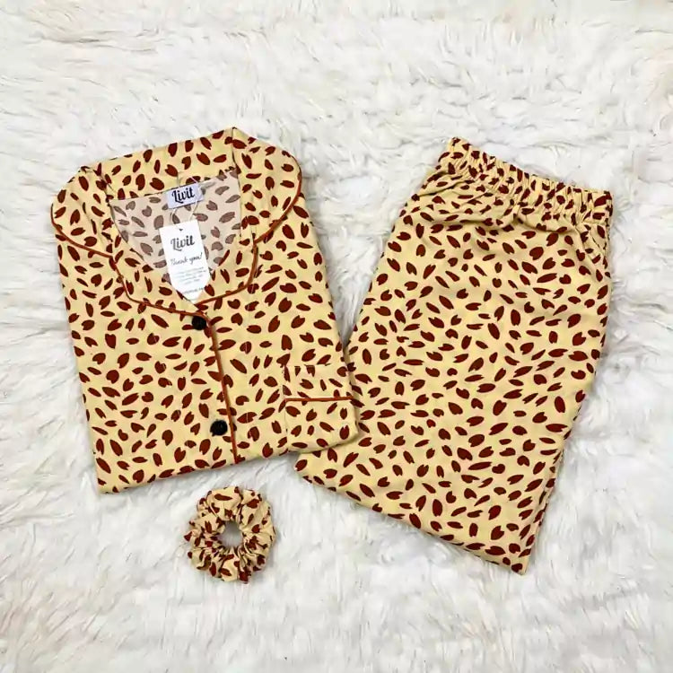 YELLOW PRINTED PJ SET