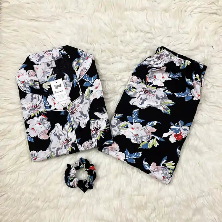 BLACK PRINTED PJ SET
