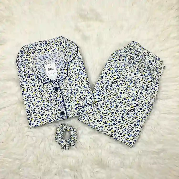 WHITE PRINTED PJ SET