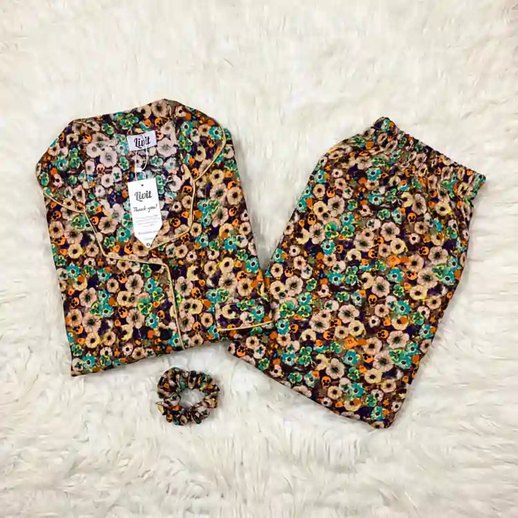 MULTICOLOR PRINTED PJ SET