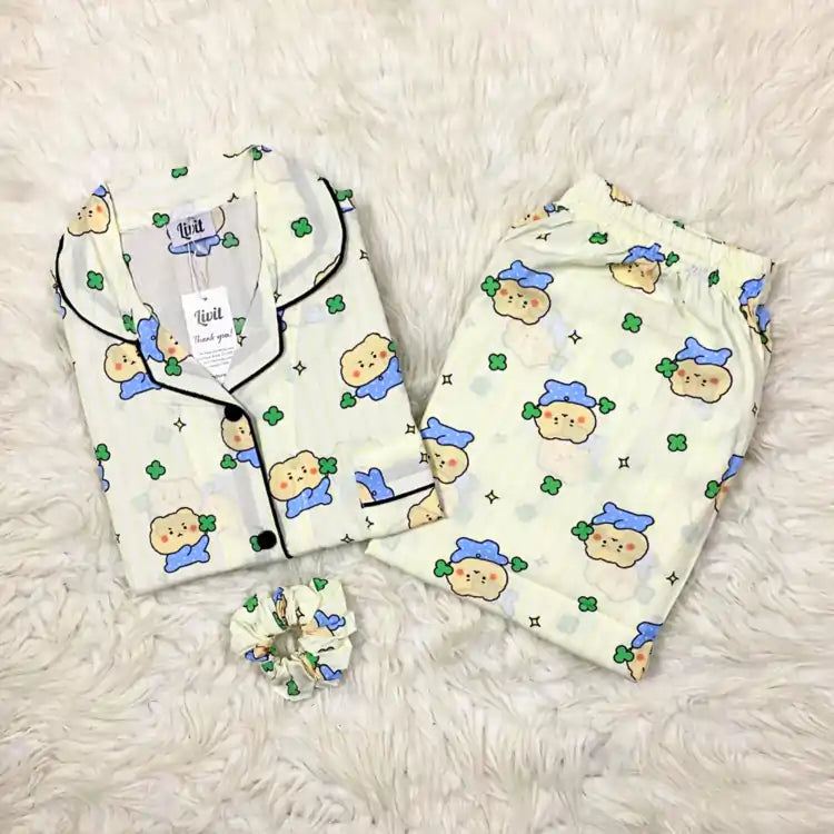 OFF WHITE PRINTED PJ SET