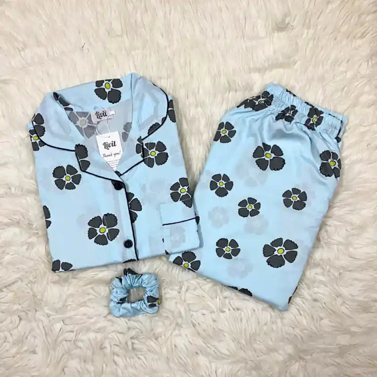 BLUE PRINTED PJ SET
