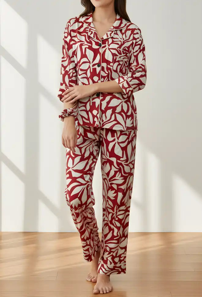 RED PRINTED PJ SET