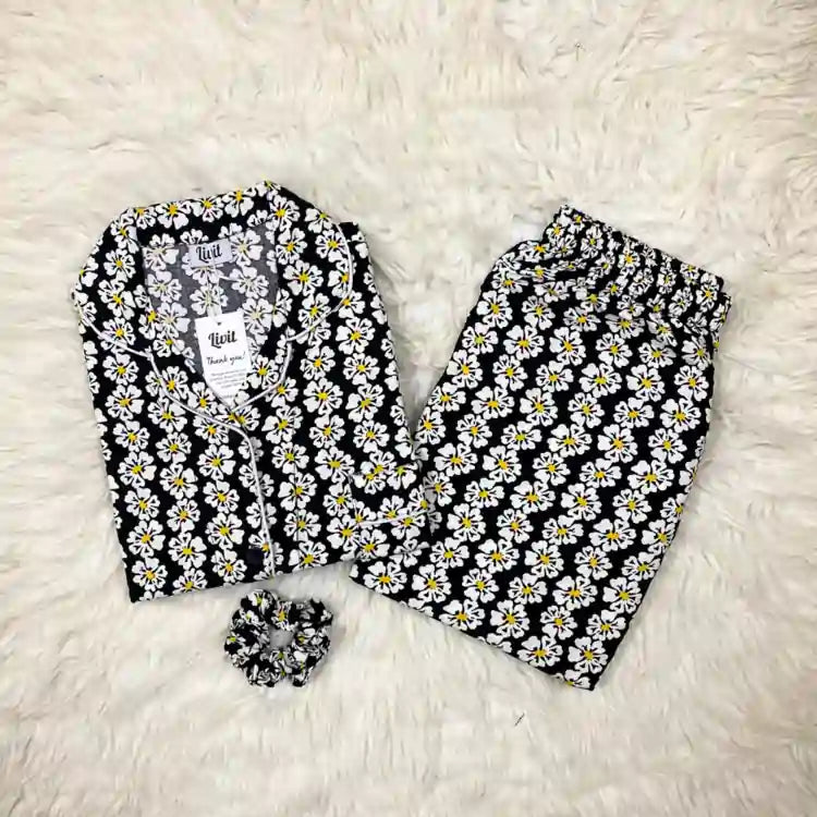BLACK PRINTED PJ SET