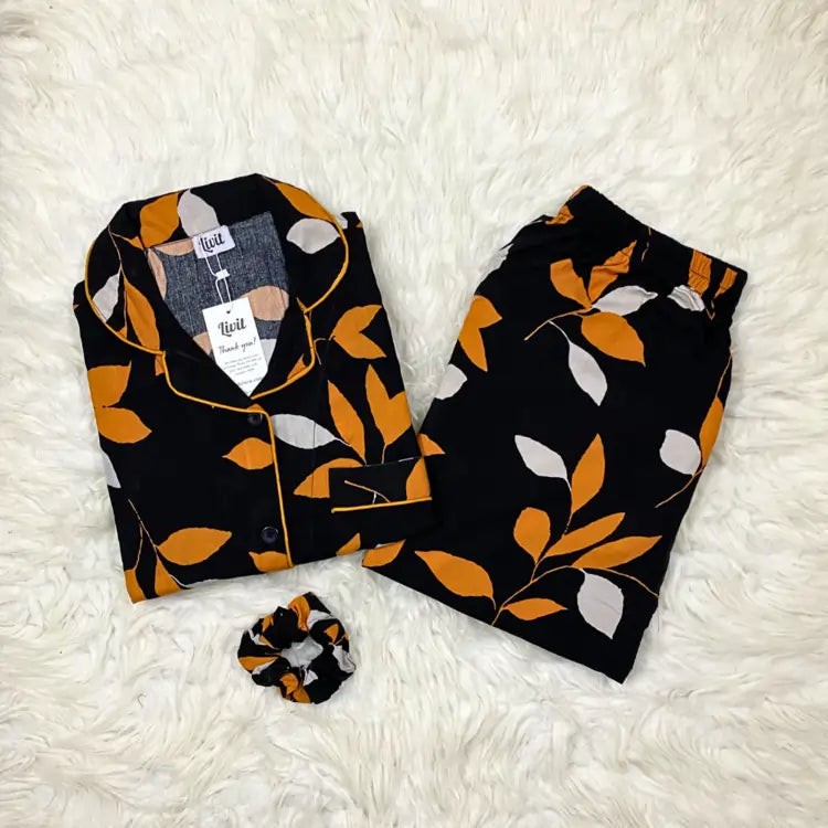 BLACK PRINTED PJ SET