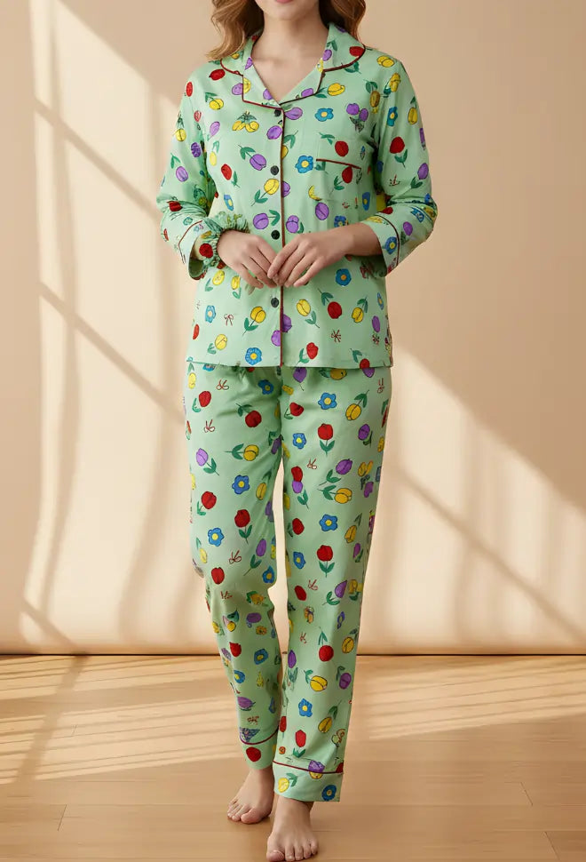 MINOR FAULT GREEN PRINTED PJ SET