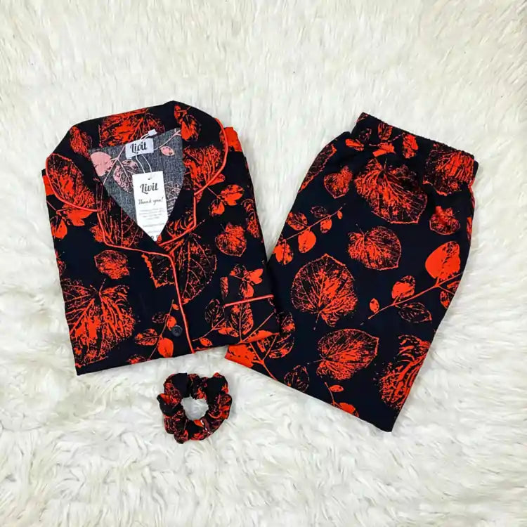MINOR FAULT BLACK PRINTED PJ SET