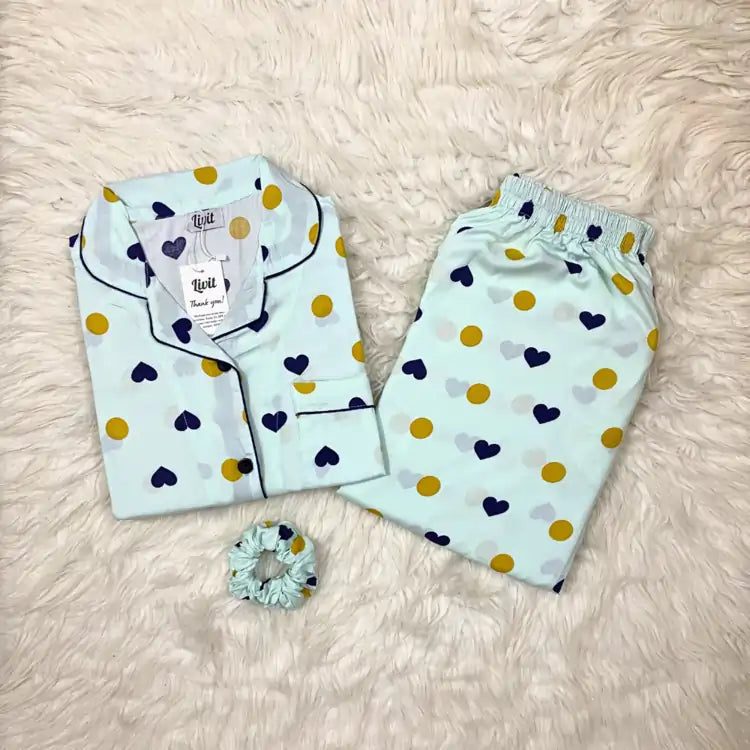 MINOR FAULT GREEN PRINTED PJ SET