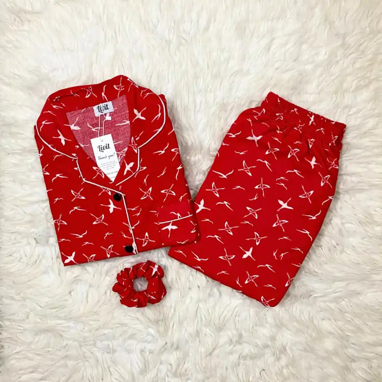 RED PRINTED PJ SET