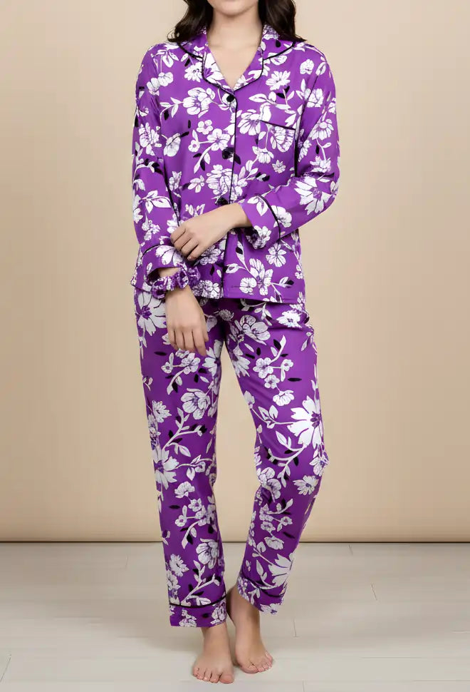 MINOR FAULT PURPLE PRINTED PJ SET