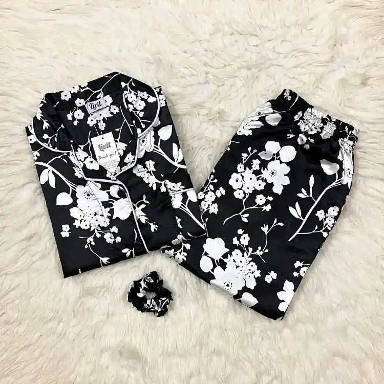 BLACK PRINTED PJ SET