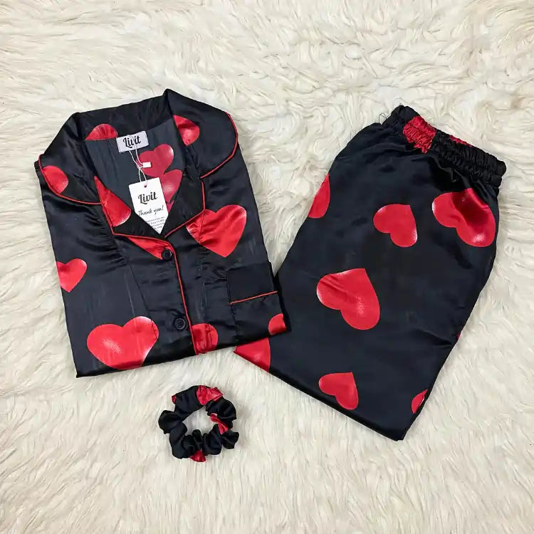 BLACK PRINTED PJ SET