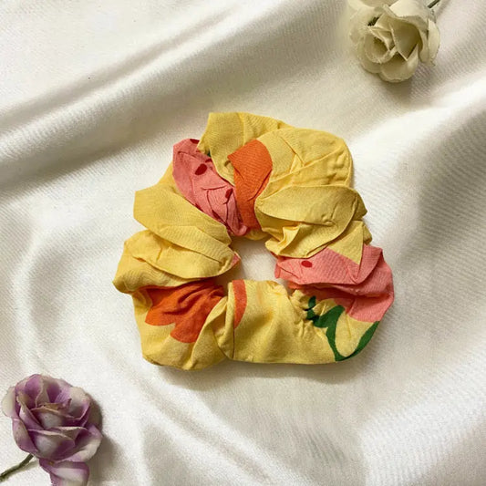 SCRUNCHIES - YELLOW PRINTED