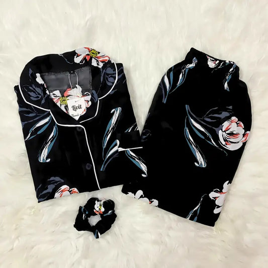 BLACK PRINTED PJ SET