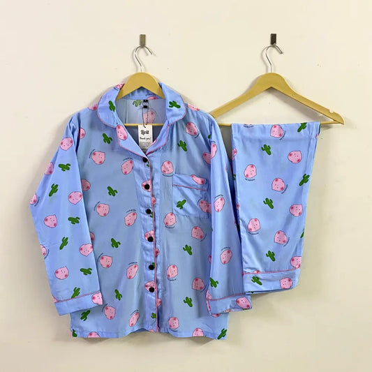 BLUE PRINTED PJ SET