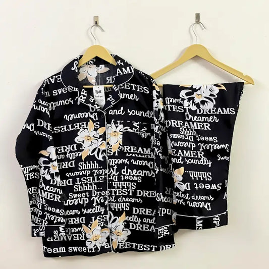 BLACK PRINTED PJ SET