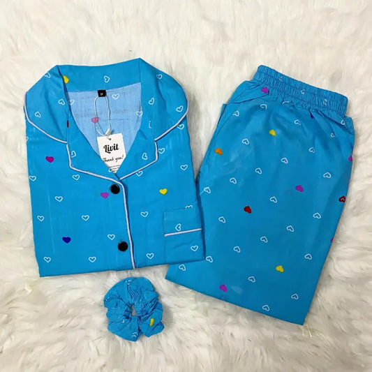 BLUE PRINTED PJ SET