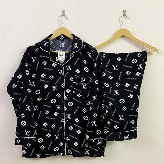 BLACK PRINTED PJ SET