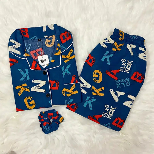 BLUE PRINTED PJ SET