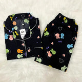 MINOR FAULT BLACK PRINTED PJ SET