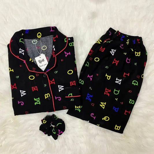 BLACK PRINTED PJ SET