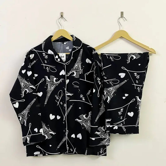 BLACK PRINTED PJ SET