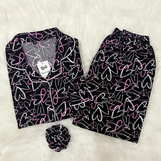 BLACK PRINTED PJ SET