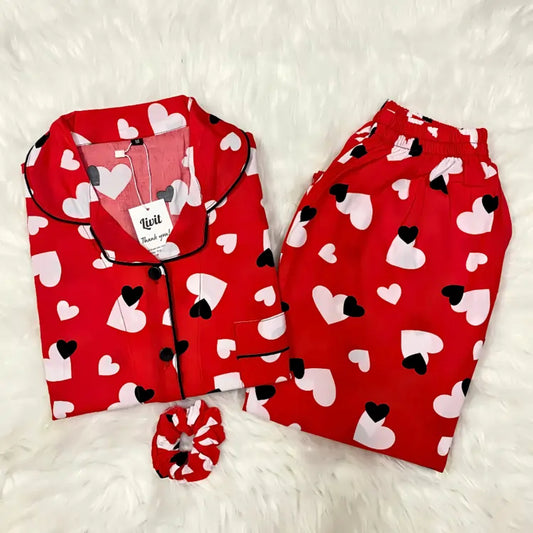 RED PRINTED PJ SET