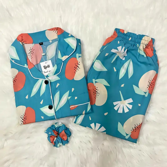 BLUE PRINTED PJ SET