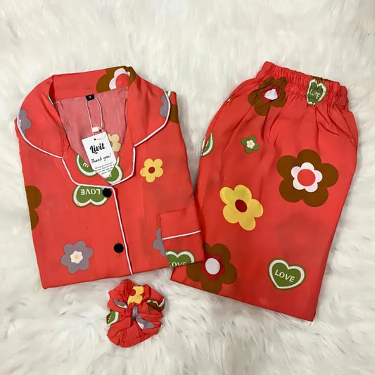 RED PRINTED PJ SET