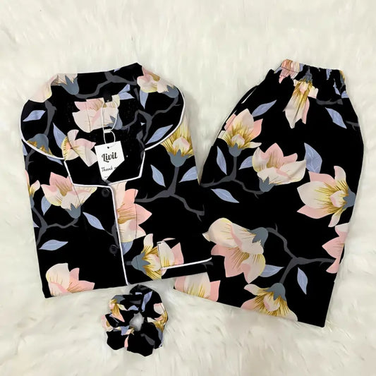 BLACK PRINTED PJ SET