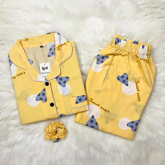 YELLOW PRINTED PJ SET