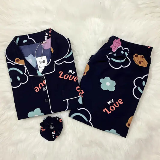 BLACK PRINTED PJ SET