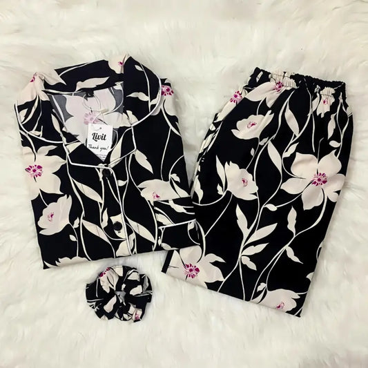 BLACK PRINTED PJ SET