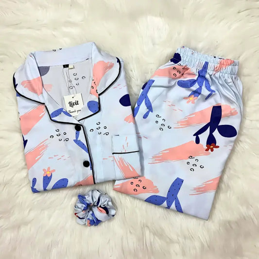 BLUE PRINTED PJ SET