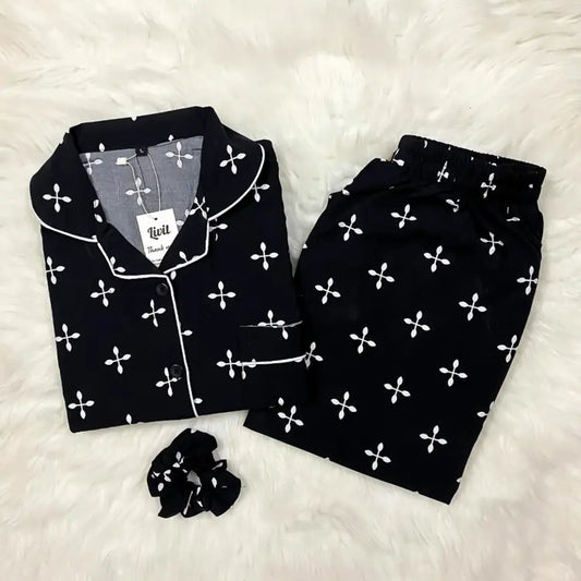 BLACK PRINTED PJ SET